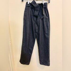 Aritzia Wilfred tie waist Jallade crop pants in wool-cashmere, charcoal gray 00